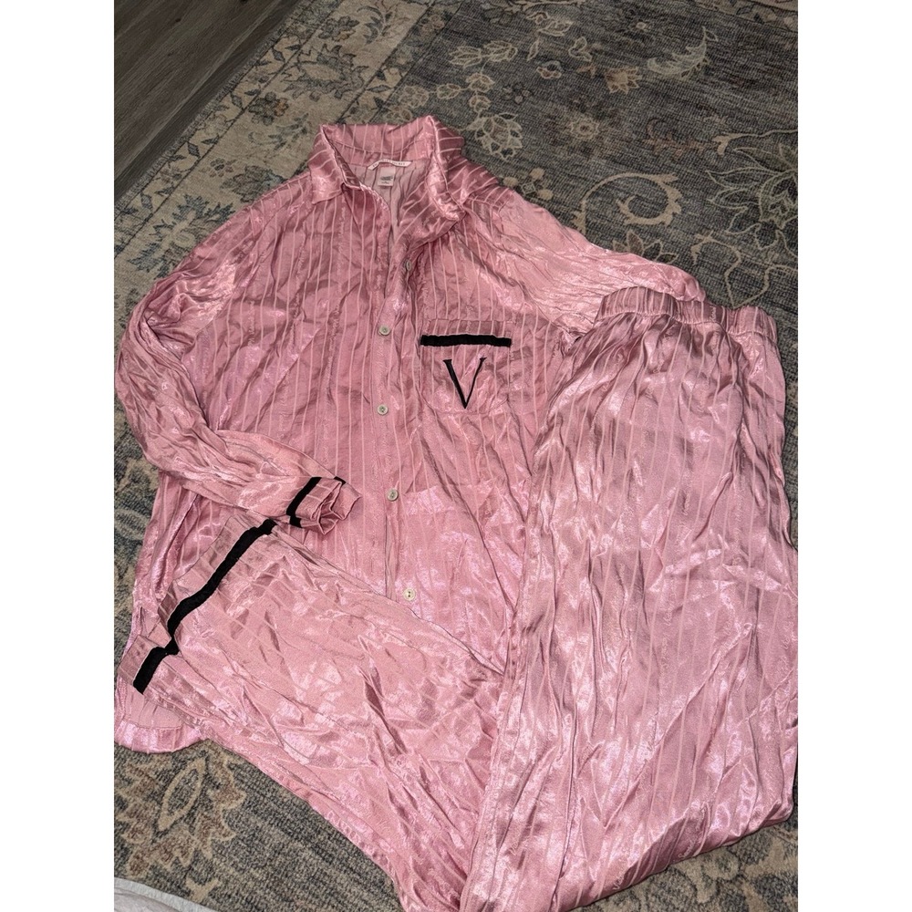 Victoria's Secret Pink Stripe Satin Pajama Set